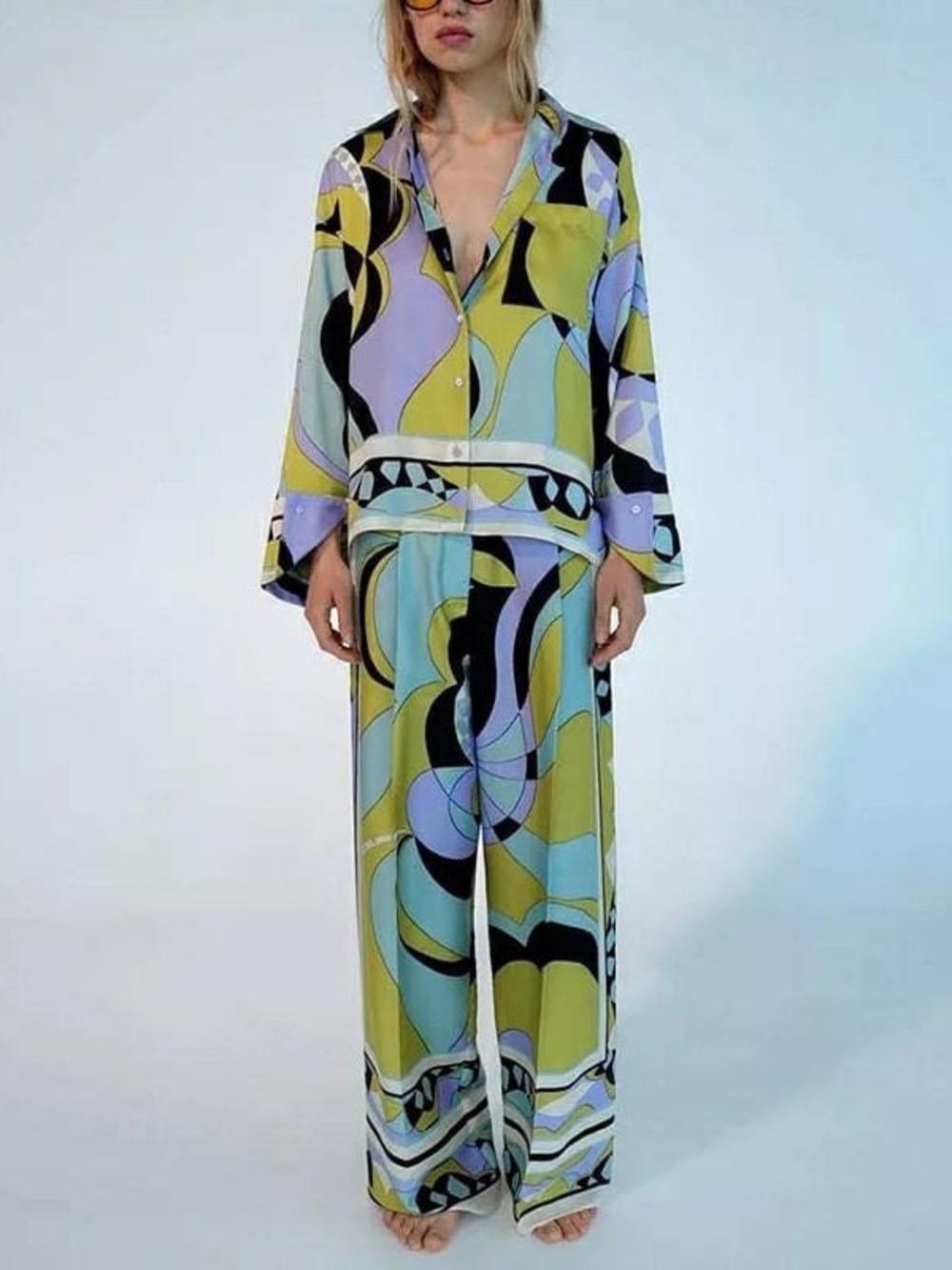 Zara | SET! 70’s Inspired Pucci Printed 2pc Satin Effect Set Size: XS/S